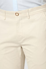 Men's Cream Casual Regular Fit Trouser