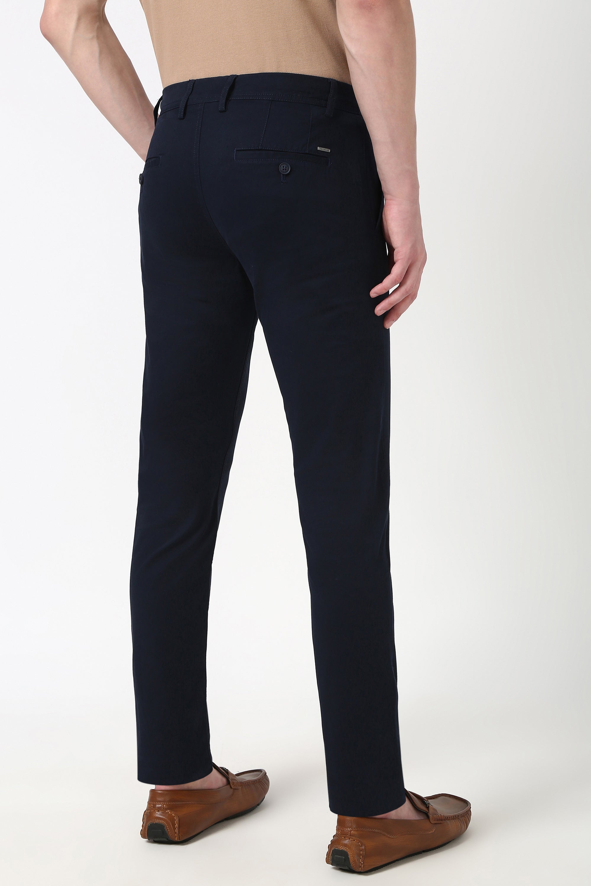 Men's Navy Casual Regular Fit Trouser