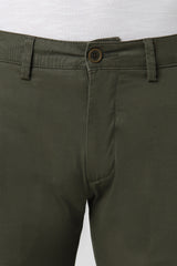 Men's Green Casual Regular Fit Trouser