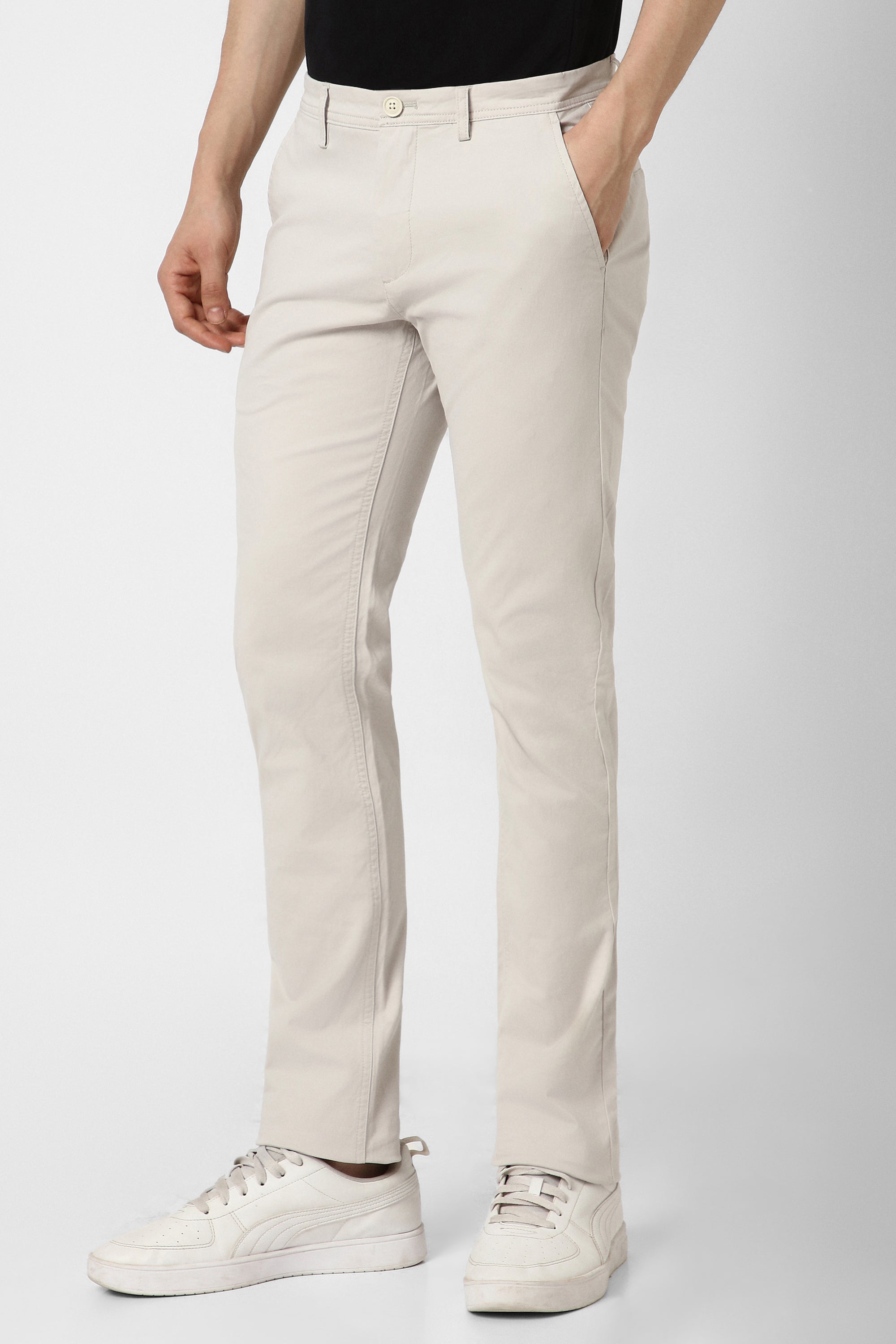 Men's Grey Casual Regular Fit Trouser