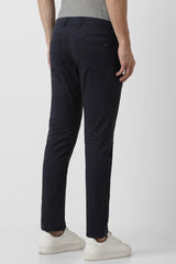 Men's Navy Casual Skinny Fit Solid Trouser
