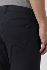Men's Navy Casual Skinny Fit Solid Trouser