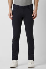 Men's Navy Casual Skinny Fit Solid Trouser