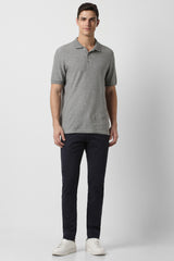 Men's Navy Casual Skinny Fit Solid Trouser