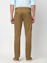 Men's Khaki Casual Skinny Fit Solid Trouser