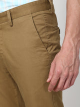 Men's Khaki Casual Skinny Fit Solid Trouser