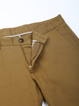 Men's Khaki Casual Skinny Fit Solid Trouser