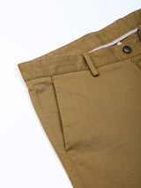 Men's Khaki Casual Skinny Fit Solid Trouser