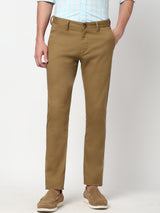 Men's Khaki Casual Skinny Fit Solid Trouser
