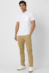 Men's Khaki Casual Skinny Fit Solid Trouser