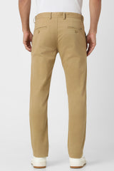 Men's Khaki Casual Skinny Fit Solid Trouser