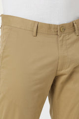 Men's Khaki Casual Skinny Fit Solid Trouser