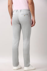 Men's Grey Casual Slim Fit Textured Trouser