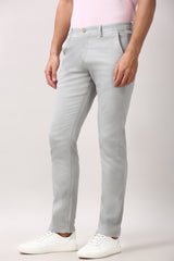 Men's Grey Casual Slim Fit Textured Trouser