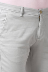 Men's Grey Casual Slim Fit Textured Trouser