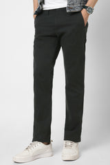 Men's Black Casual Regular Fit Trouser