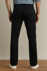Men's Navy Casual Slim Fit Solid Trouser