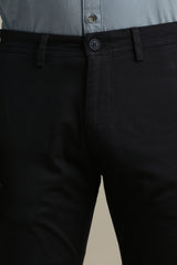 Men's Navy Casual Slim Fit Solid Trouser