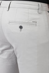 Men's Silver Casual Slim Fit Solid Trouser