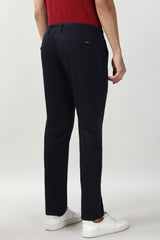 Men's Navy Casual Slim Fit Textured Trouser