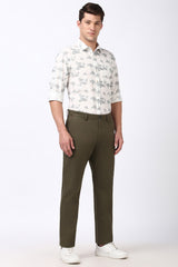 Men's Green Casual Regular Fit Trouser