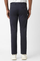Men's Navy Casual Slim Fit Solid Trouser