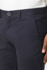 Men's Navy Casual Slim Fit Solid Trouser