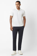 Men's Navy Casual Slim Fit Solid Trouser