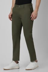 Men's Green Casual Slim Fit Solid Trouser