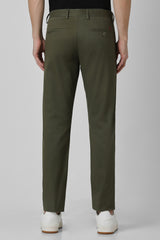 Men's Green Casual Slim Fit Solid Trouser
