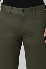 Men's Green Casual Slim Fit Solid Trouser