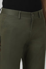Men's Green Casual Slim Fit Solid Trouser