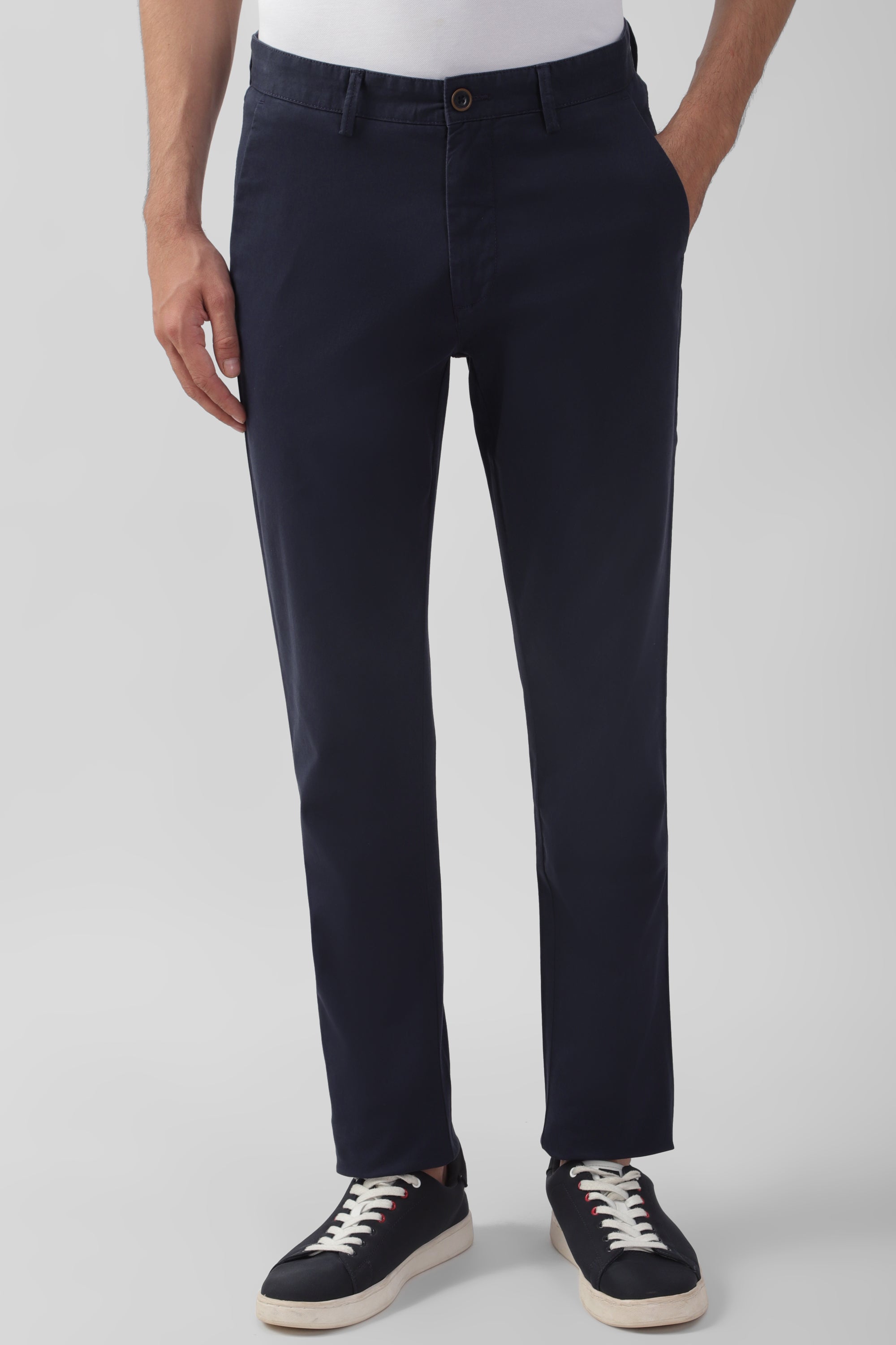 Men's Navy Casual Regular Fit Trouser