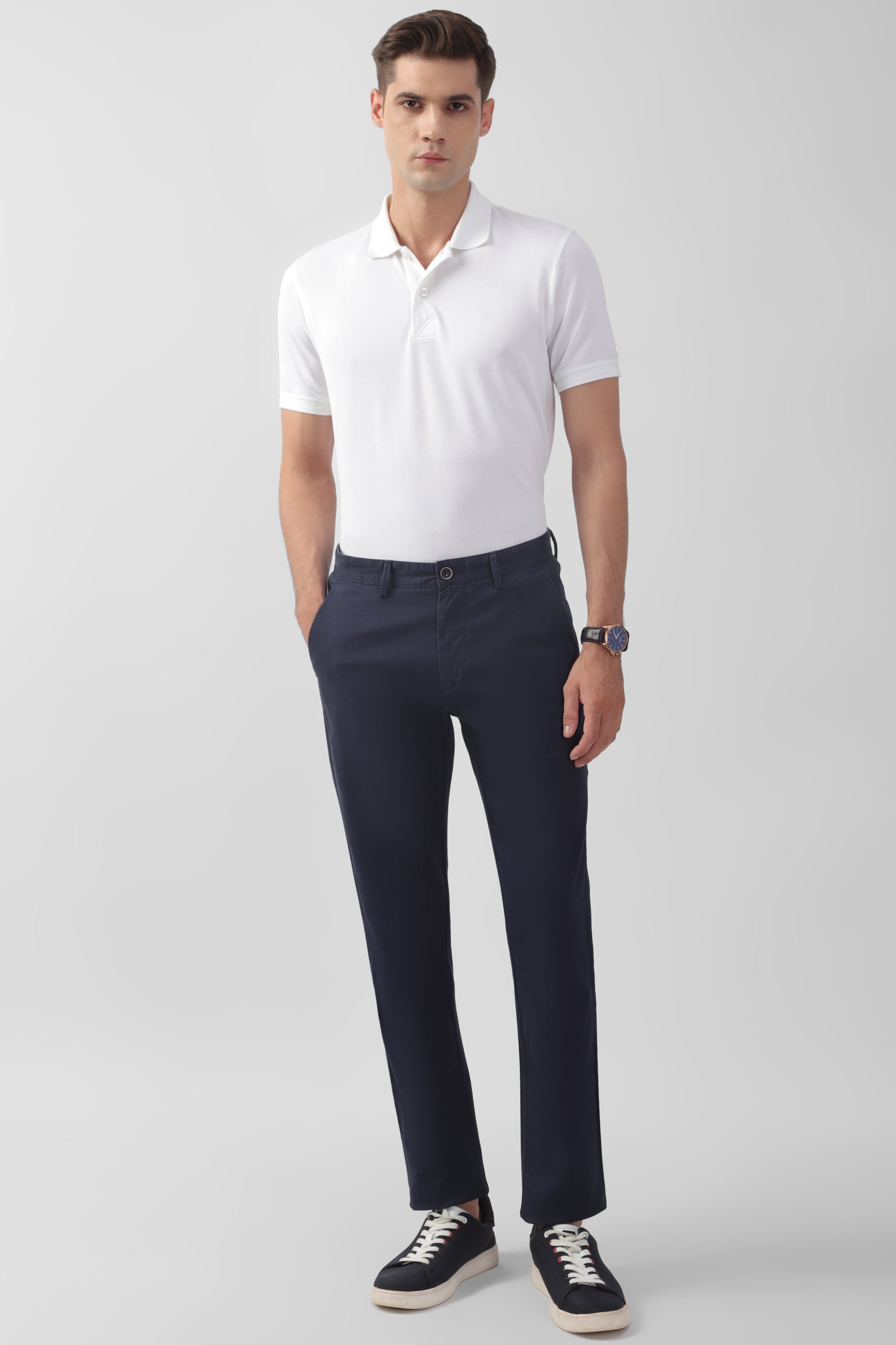 Men's Navy Casual Regular Fit Trouser