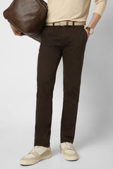 Men's Brown Casual Regular Fit Trouser