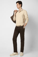 Men's Brown Casual Regular Fit Trouser