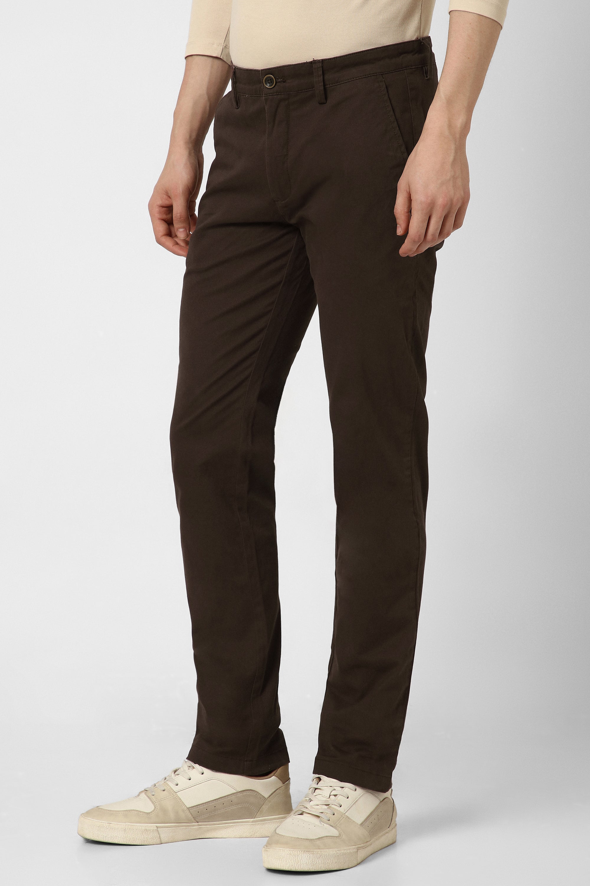 Men's Brown Casual Regular Fit Trouser