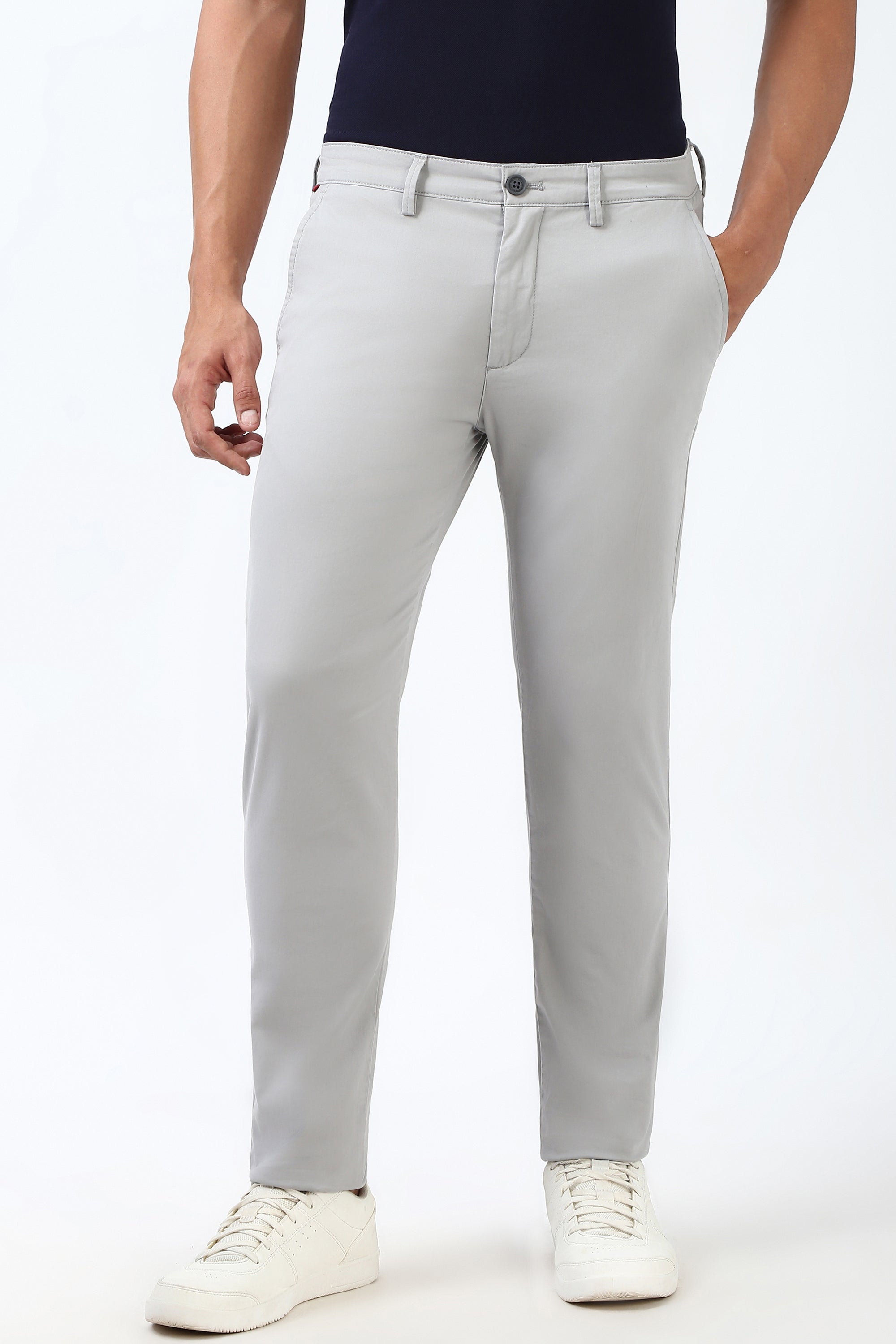 Men's Grey Casual Regular Fit Trouser