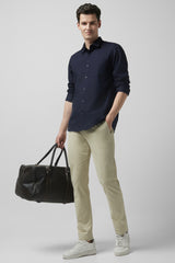 Men's Beige Casual Regular Fit Trouser