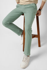 Men's Green Casual Slim Fit Solid Trouser