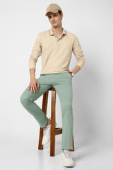 Men's Green Casual Slim Fit Solid Trouser