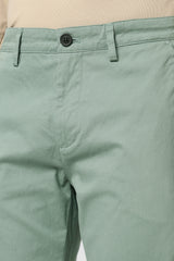 Men's Green Casual Slim Fit Solid Trouser