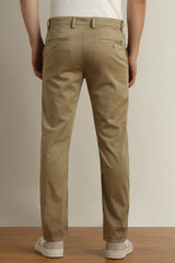 Men's Khaki Casual Slim Fit Solid Trouser
