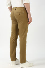 Men's Khaki Casual Slim Fit Solid Trouser