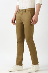 Men's Khaki Casual Slim Fit Solid Trouser