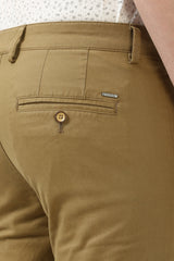 Men's Khaki Casual Slim Fit Solid Trouser