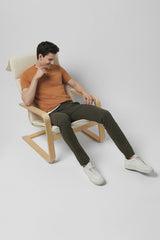 Men's Olive Casual Slim Fit Solid Trouser