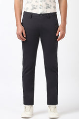 Men's Charcoal Casual Slim Fit Solid Trouser