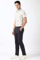 Men's Charcoal Casual Slim Fit Solid Trouser