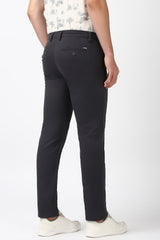 Men's Charcoal Casual Slim Fit Solid Trouser